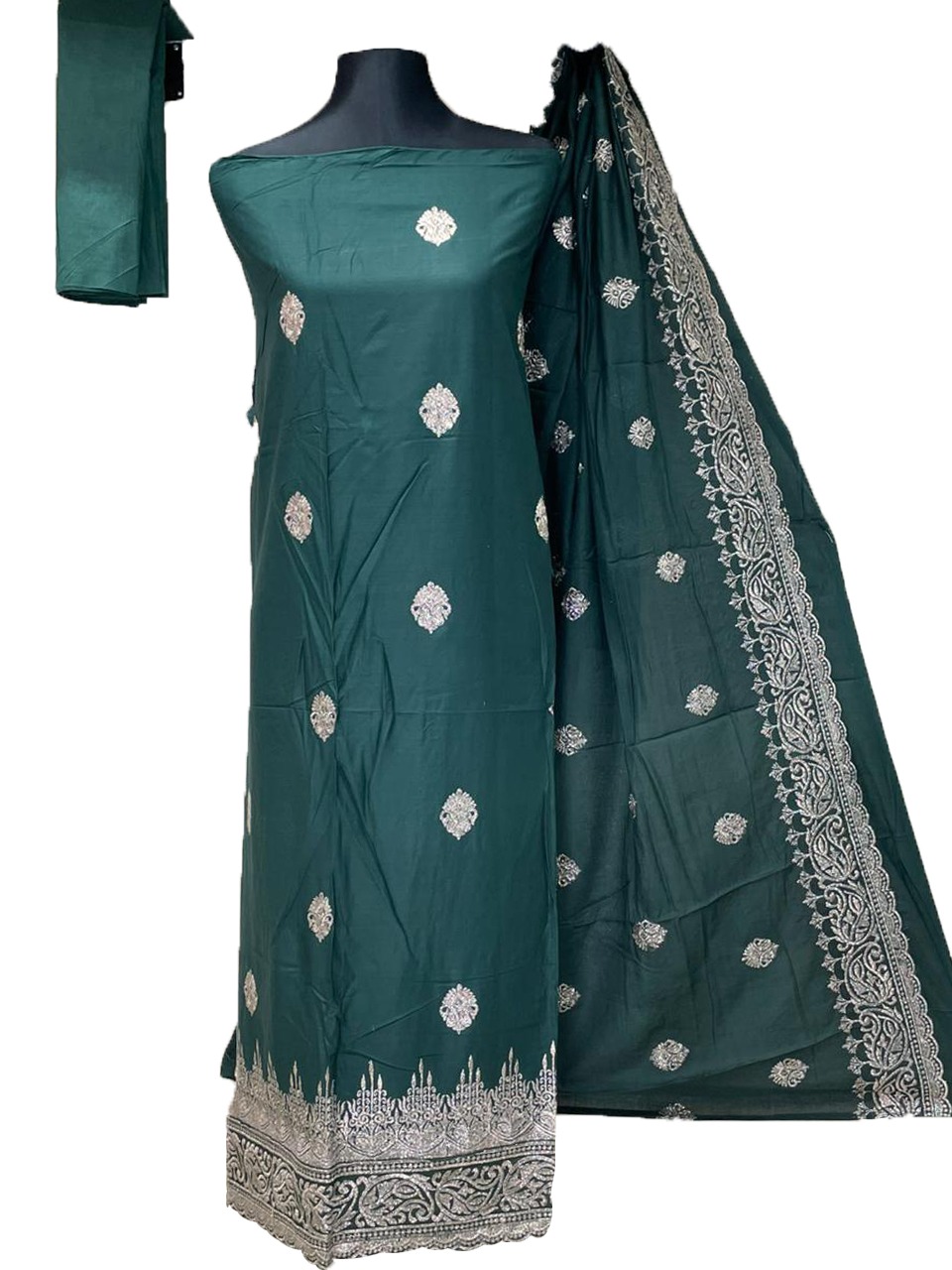 New Gorgeous Unstitched Ambroidary Cotton Three Piece dress For Women